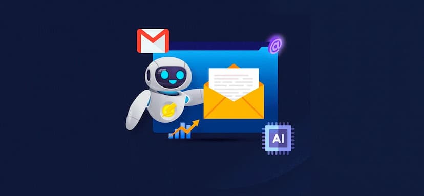 Automated robot with Gmail and AI icon
